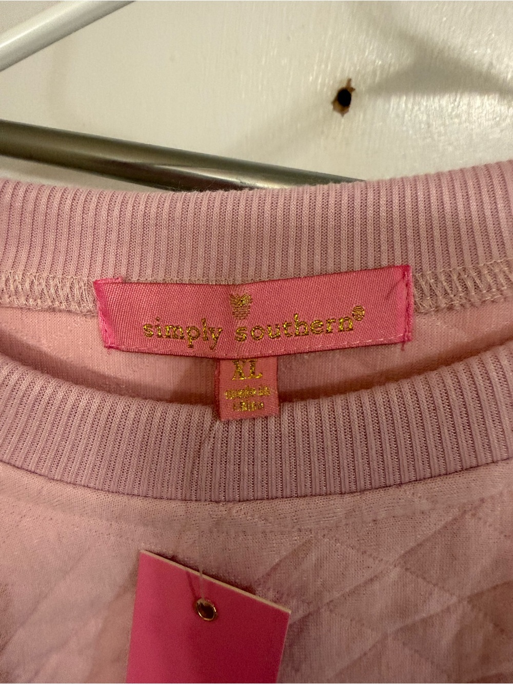 Simply Southern Pink Quilted Sweatshirt with Gold Logo - Picture 4 of 6